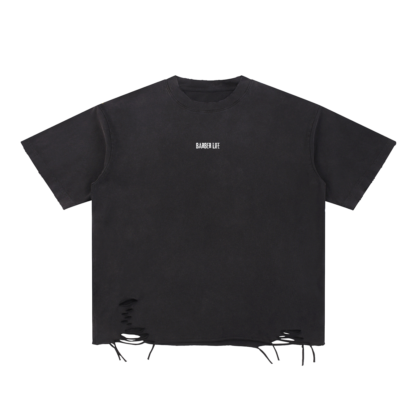 F.H.S.R. DISTRESSED SNOW WASHED RAW-HEM T-SHIRT