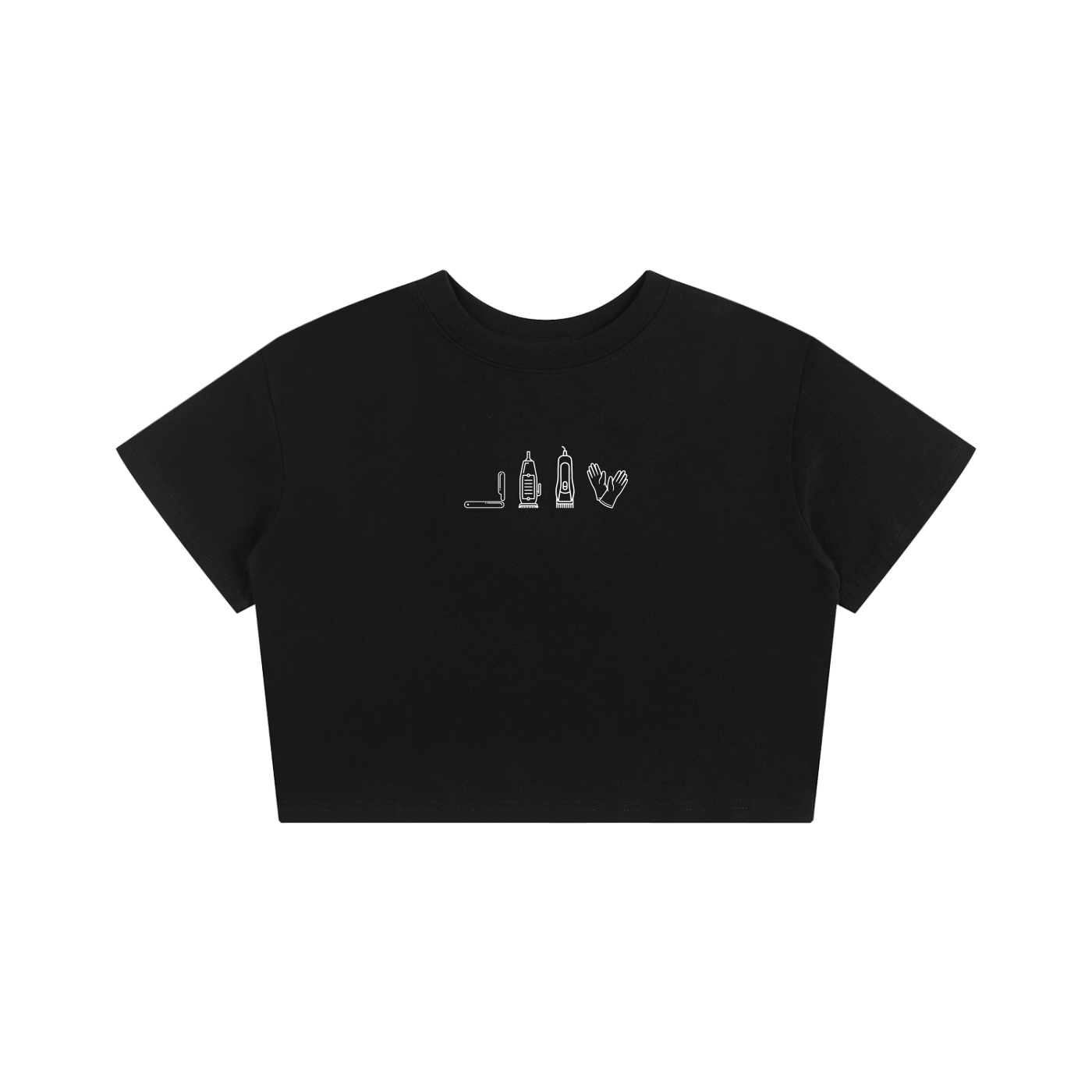 "BARBER ESSENTIALS" (BLACK) BABY TEE SEAMLESS T-SHIRT