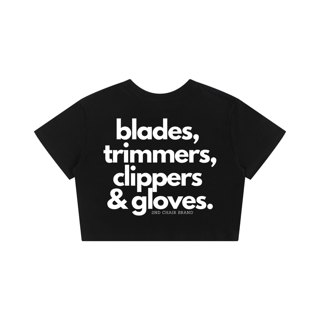 "BARBER ESSENTIALS" (BLACK) BABY TEE SEAMLESS T-SHIRT