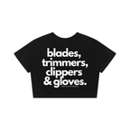 "BARBER ESSENTIALS" (BLACK) BABY TEE SEAMLESS T-SHIRT