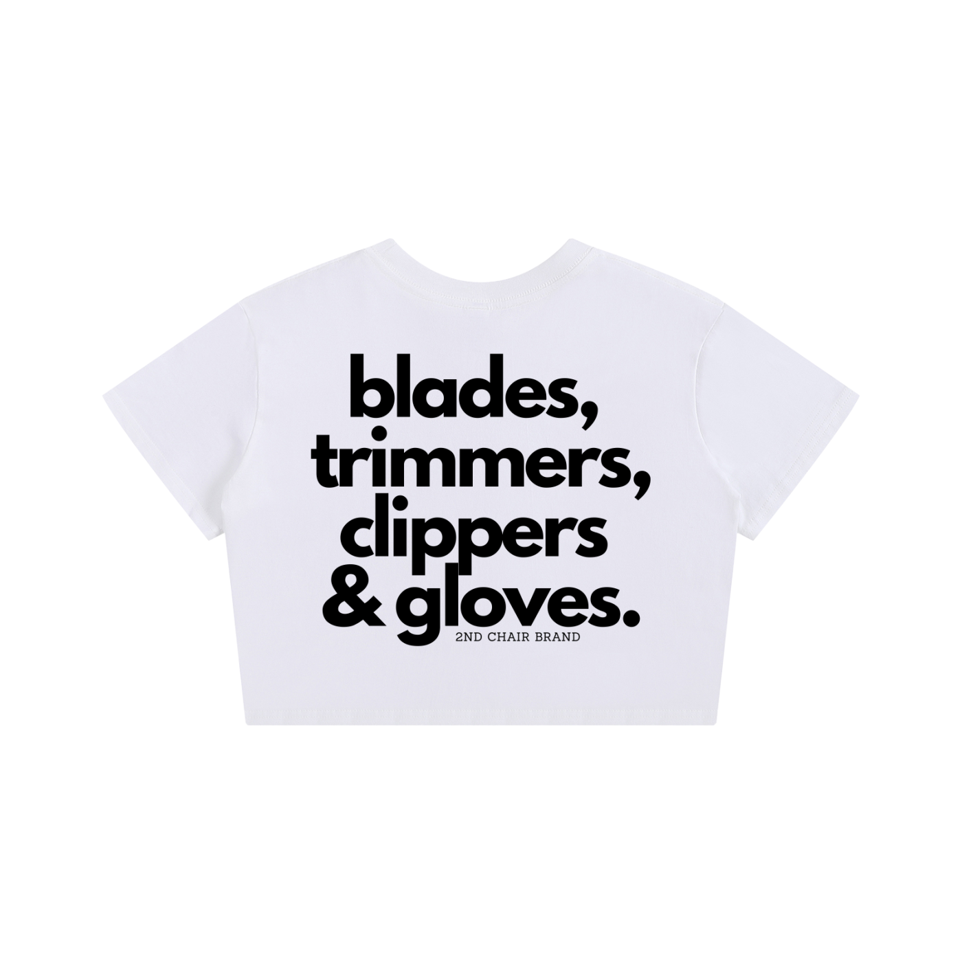 "BARBERS ESSENTIALS" (WHITE) BABY TEE SEAMLESS T-SHIRT
